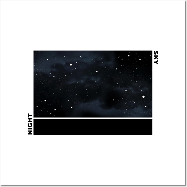 Night Sky Aesthetic Design in B&W Wall Art by Moshi Moshi Designs